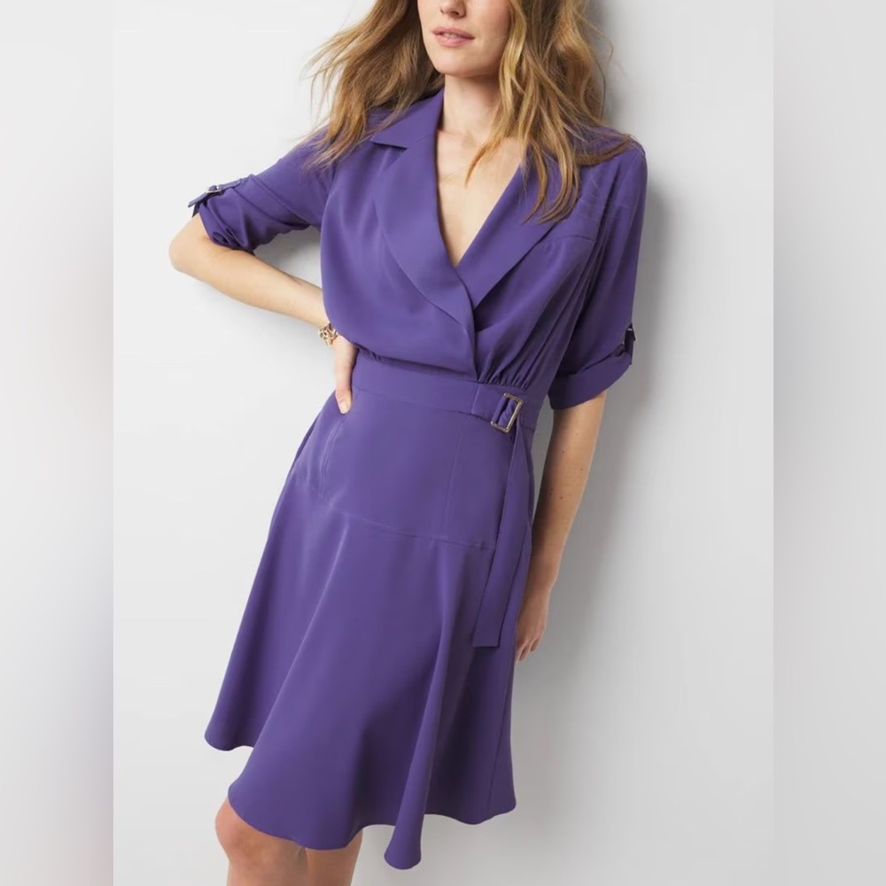 White House Black Market Crepe Shirt Dress size 0 NWT